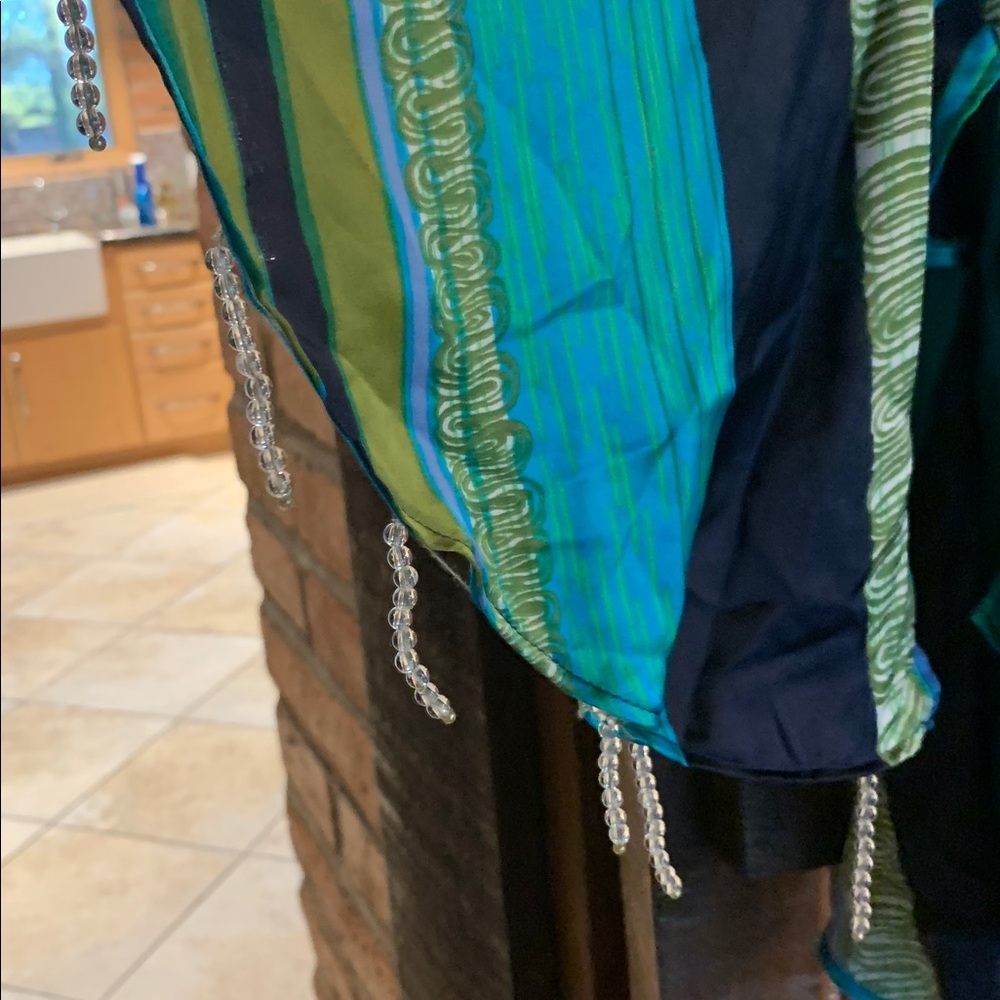 Anthropologie TINY Blue Green Beaded Bell Sleeve Top Size XS Flowy Boho Coastal - Picture 9 of 14